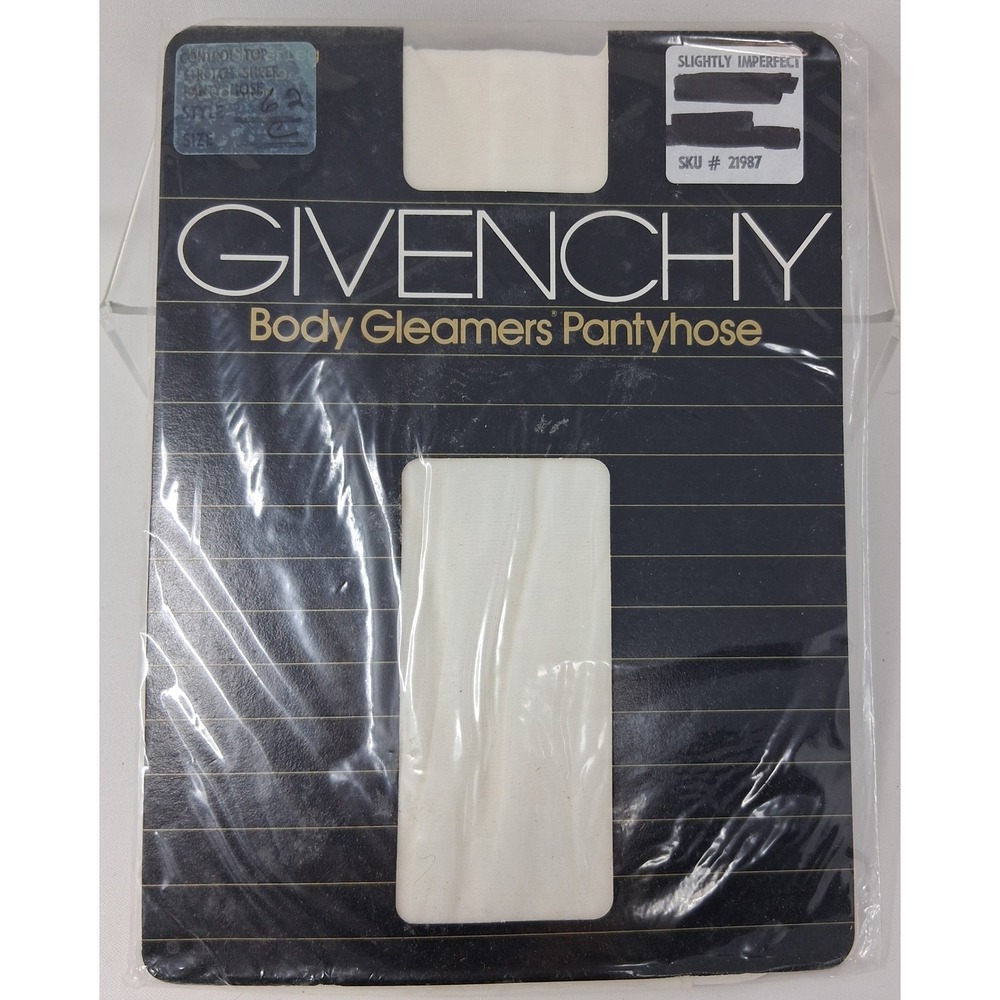 Vintage Givenchy Body Gleamers Pantyhose Shimmering Ultra Sheer Size C White 62